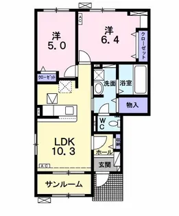 シエル ブルー【1階】の間取り