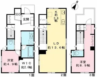 東京都大田区大森東3【一戸建】の間取り