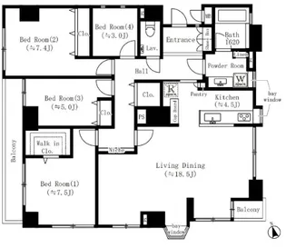 フォレスタ御苑前【4階】の間取り
