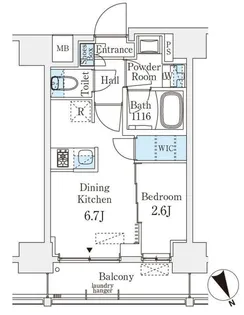 ベルファース八丁堀WEST【6階】の間取り