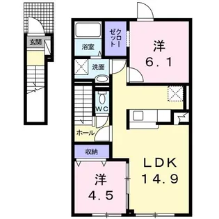 ワグティル【2階】の間取り