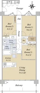 プレティナレジデンス植田【3階】の間取り