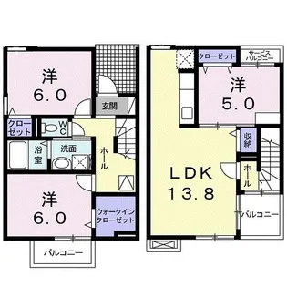 サニーブライト B【1階】の間取り