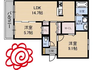 カーサメロディア【1階】の間取り