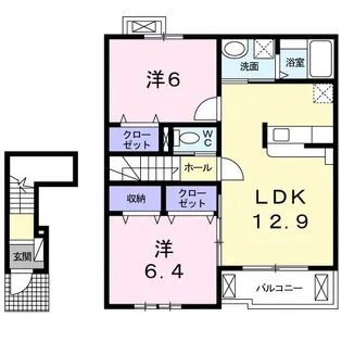 サニーサイドコテージ・T【2階】の間取り