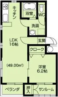 ヒーローパティオ駅西【2階】の間取り