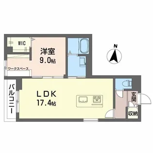 ベレオ万代【1階】の間取り