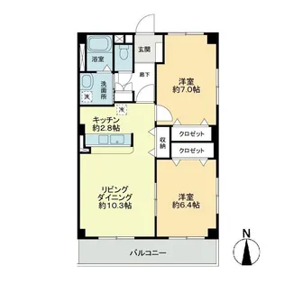 フォブールこもだB棟【2階】の間取り