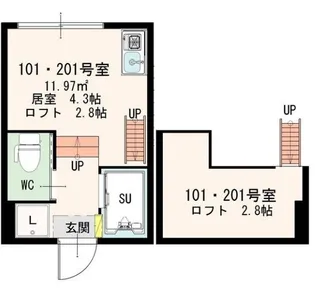 シャンブル東新宿【1階】の間取り