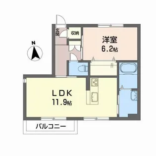 ブリランテ八木田【1階】の間取り
