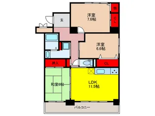 グラシア箕面【5階】の間取り