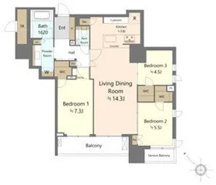 アネシア築地ステーションレジデンス【14階】の間取り