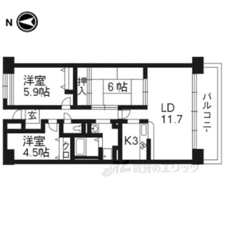 ベルヴィ草津【7階】の間取り