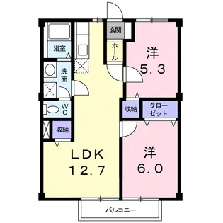 エバーグリーン大原【2階】の間取り
