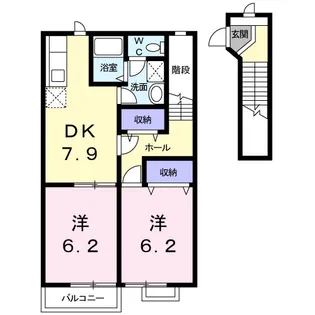 クレセント佃【2階】の間取り