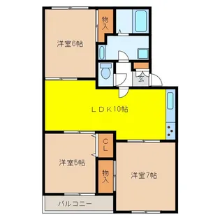 スカイプラザ宇梶B【1階】の間取り