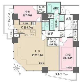ザ・パークハウス三田ガーデン タワー棟【21階】の間取り