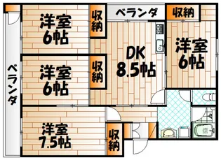 ヴィラナリー小倉南E【2階】の間取り