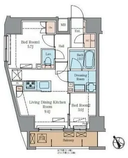 ラグゼナ北千住II【7階】の間取り