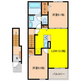岐阜県大垣市津村町1【アパート】の間取り