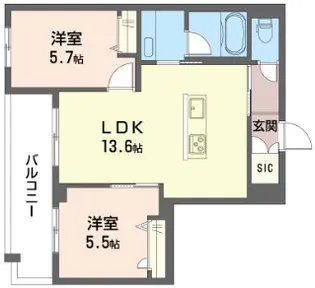新築:WTB大塚【2階】の間取り