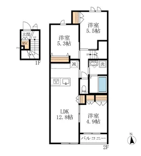 メゾンクレール日暮South【2階】の間取り
