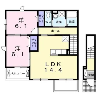 エトワール四ツ谷【2階】の間取り