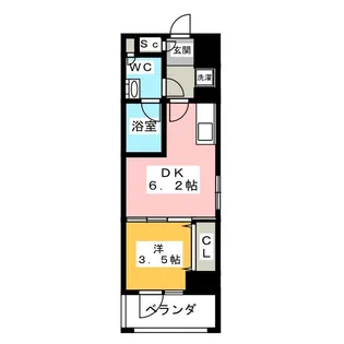 ドゥーエ二子新地【2階】の間取り