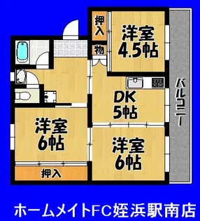 ビレッジハウス今宿3号棟【4階】の間取り