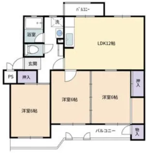 東建座間ハイツ6号棟【5階】の間取り