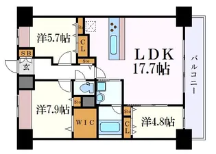 アロームドゥジョア【14階】の間取り