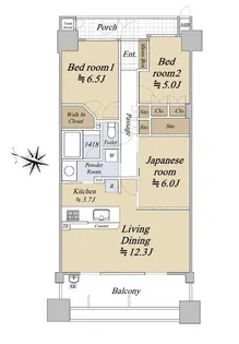 千里中央アインス【12階】の間取り