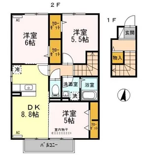 ボナール B棟【2階】の間取り