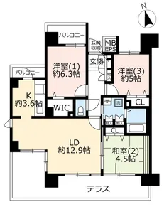 URアートヒル高根台【1階】の間取り