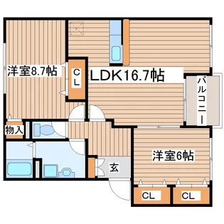 リバーサイドシャトーA【2階】の間取り