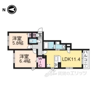 シャーメゾン吉祥院B棟【2階】の間取り