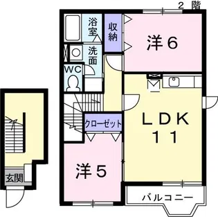 フラワーズA【2階】の間取り