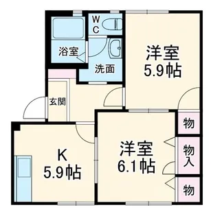 ブランドールB【1階】の間取り