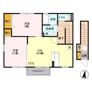 ディアコート駒生 E【2階】の間取り