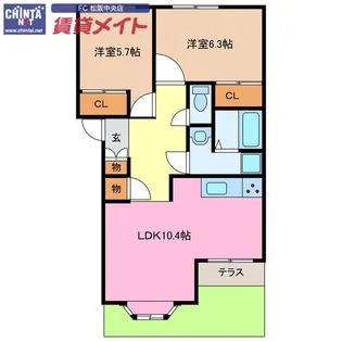 エルシャトー【1階】の間取り