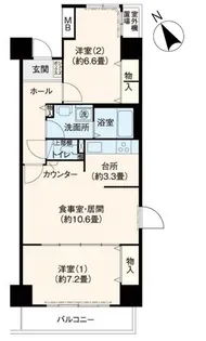 URフレール新開地3丁目【5階】の間取り