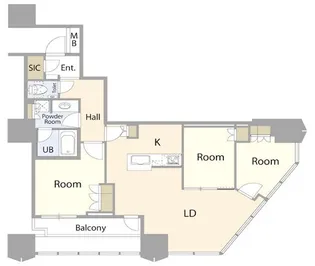 富久クロスコンフォートタワー【26階】の間取り