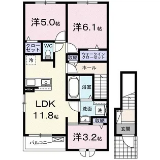 フォレストヒルズB【2階】の間取り