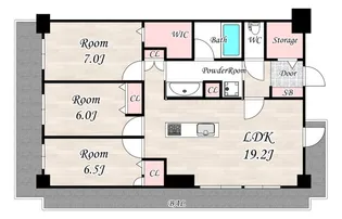 グランセジュール大国町【12階】の間取り