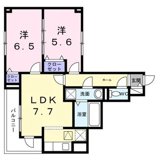 2LDKの間取り画像