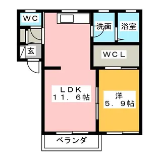 ハーミテージ【1階】の間取り