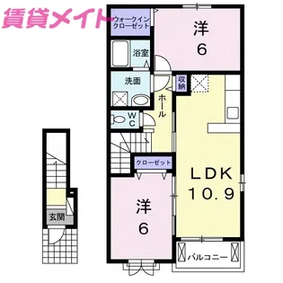 ラ・フレーズ塩浜II【2階】の間取り