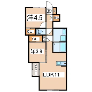 福島県郡山市麓山2【アパート】の間取り