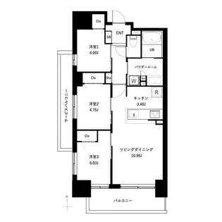 アーバンパーク谷在家【6階】の間取り