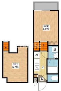 デ・クメール西小路【1階】の間取り